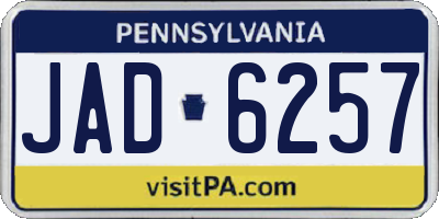 PA license plate JAD6257