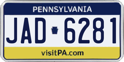 PA license plate JAD6281