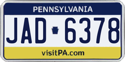 PA license plate JAD6378