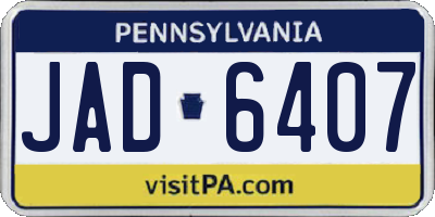 PA license plate JAD6407