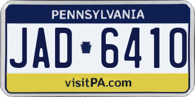 PA license plate JAD6410