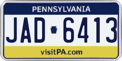 PA license plate JAD6413