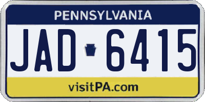 PA license plate JAD6415