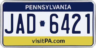 PA license plate JAD6421