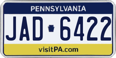 PA license plate JAD6422