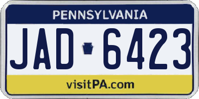 PA license plate JAD6423