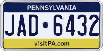 PA license plate JAD6432