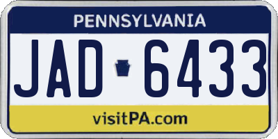 PA license plate JAD6433