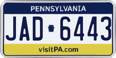 PA license plate JAD6443