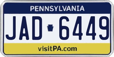 PA license plate JAD6449