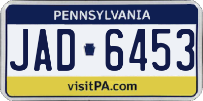 PA license plate JAD6453