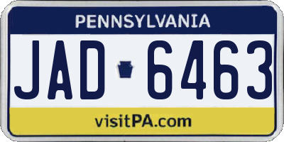 PA license plate JAD6463