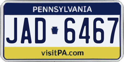 PA license plate JAD6467
