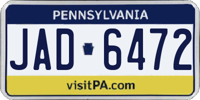 PA license plate JAD6472