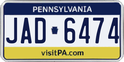 PA license plate JAD6474