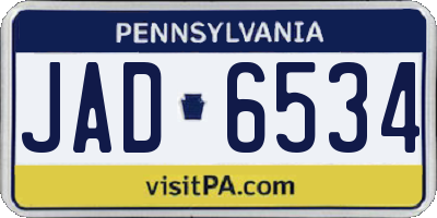 PA license plate JAD6534