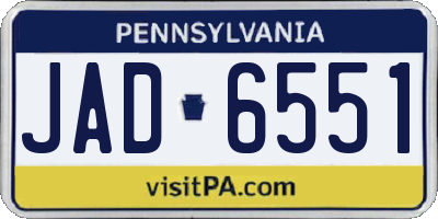 PA license plate JAD6551