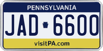 PA license plate JAD6600