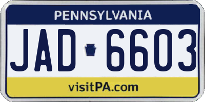 PA license plate JAD6603