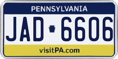 PA license plate JAD6606