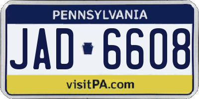 PA license plate JAD6608