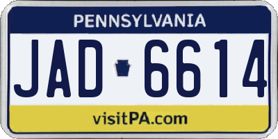PA license plate JAD6614