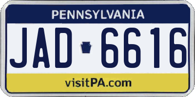 PA license plate JAD6616