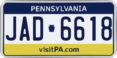 PA license plate JAD6618