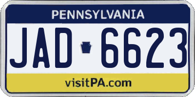 PA license plate JAD6623