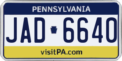 PA license plate JAD6640