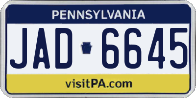 PA license plate JAD6645