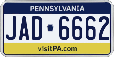 PA license plate JAD6662