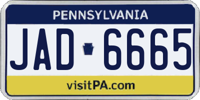 PA license plate JAD6665
