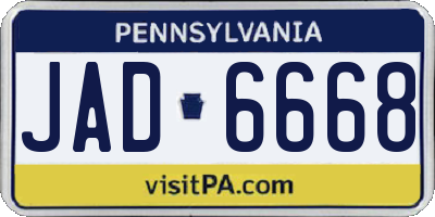 PA license plate JAD6668