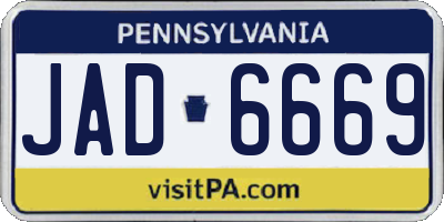 PA license plate JAD6669