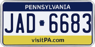 PA license plate JAD6683