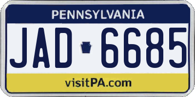 PA license plate JAD6685
