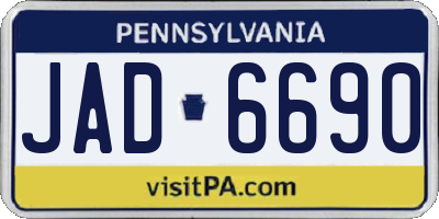 PA license plate JAD6690