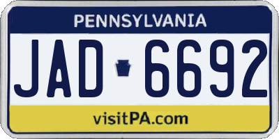 PA license plate JAD6692