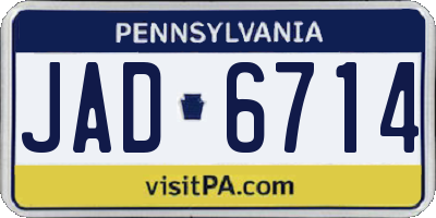 PA license plate JAD6714