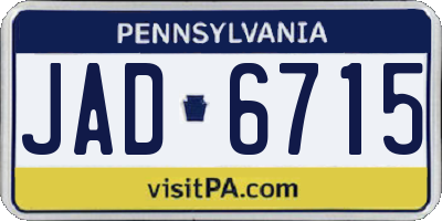 PA license plate JAD6715
