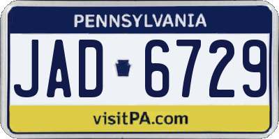 PA license plate JAD6729