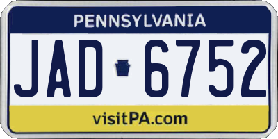 PA license plate JAD6752