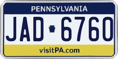 PA license plate JAD6760