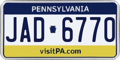 PA license plate JAD6770