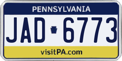 PA license plate JAD6773