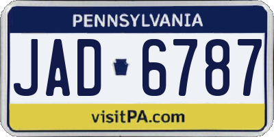 PA license plate JAD6787