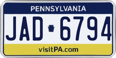 PA license plate JAD6794
