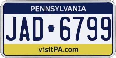 PA license plate JAD6799