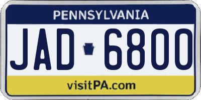 PA license plate JAD6800